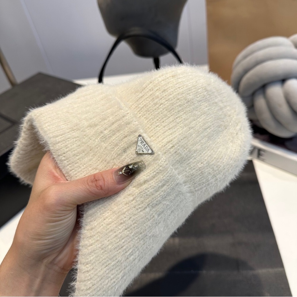 Prada Ivory Knit Hat